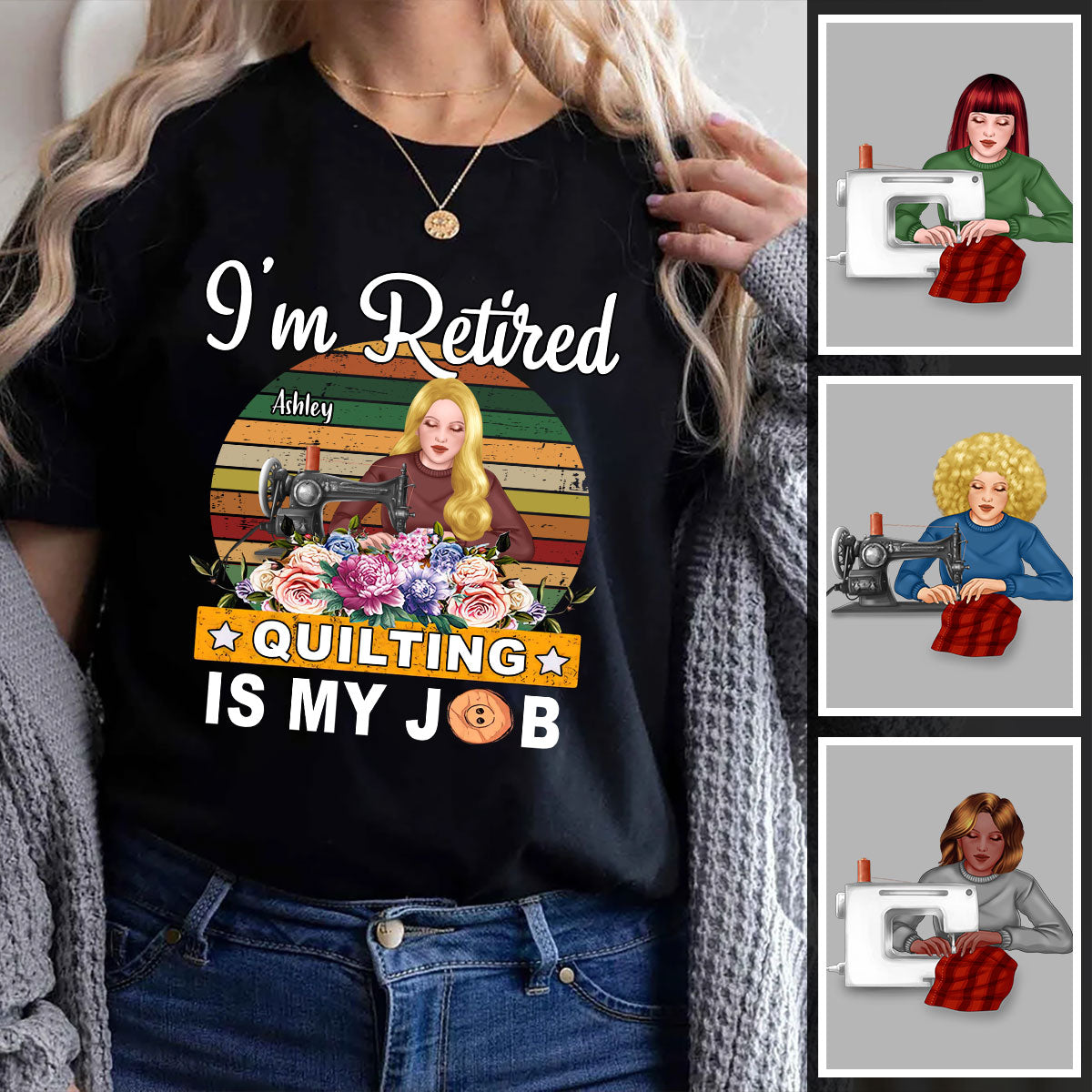 Quilten ist mein Beruf – Personalisiertes Quilt-T-Shirt und Hoodie