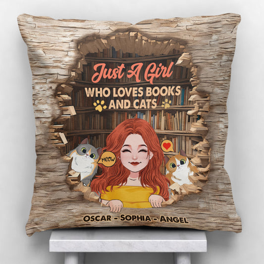 Ich liebe Bücher und Katzen – personalisiertes Buchkissen