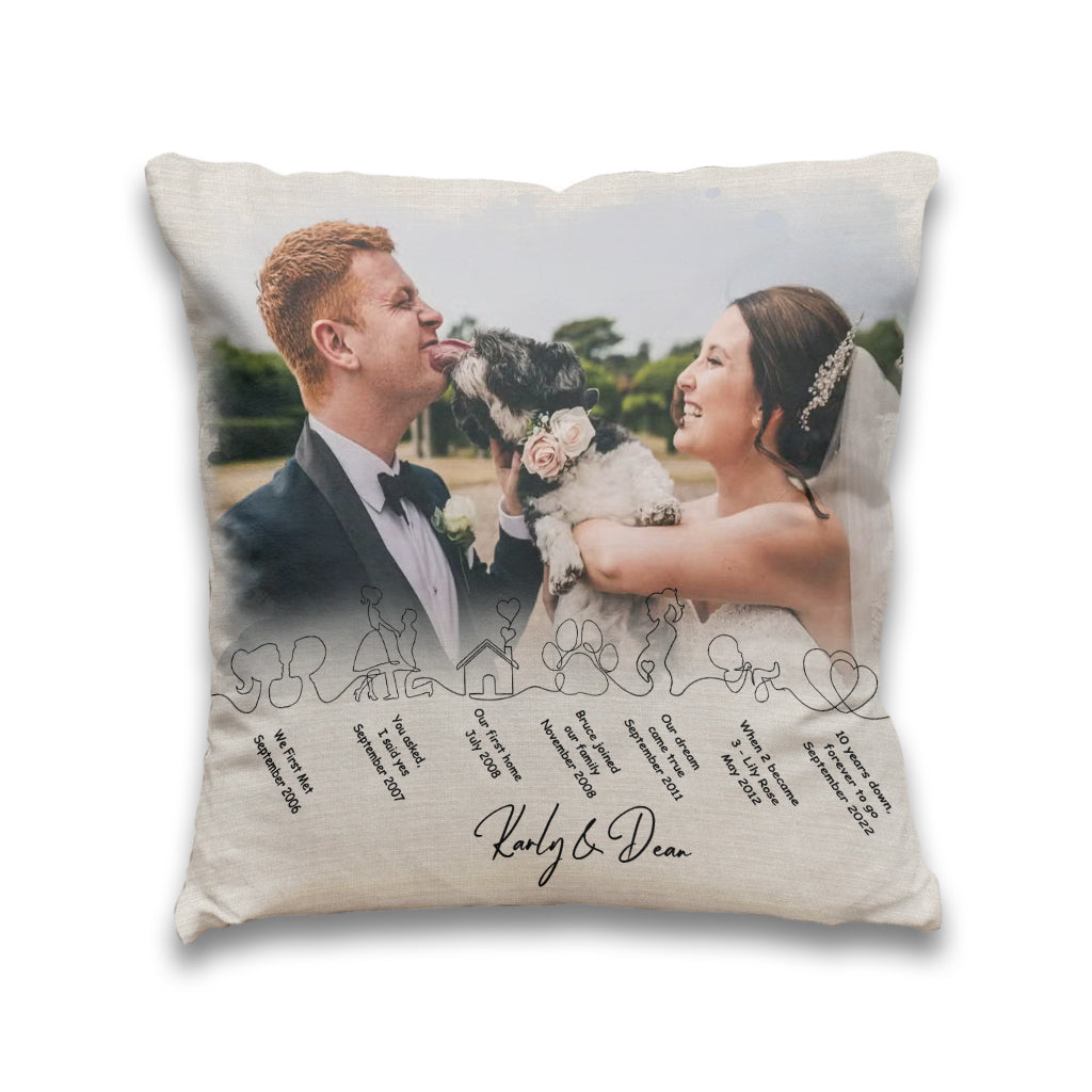 Our Story So Far - Personalized Husband And Wife Throw Pillow