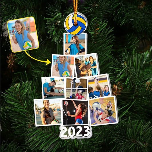 Merry Christmas - Personalized Volleyball Transparent Ornament