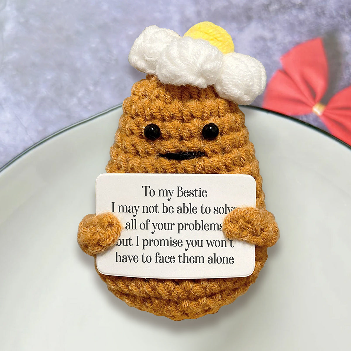 Positive Potato – Geschenk für Freunde – Personalisierte handgestrickte Figur