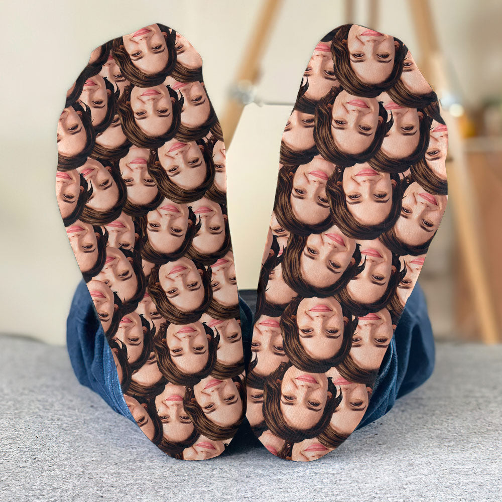 Individuell bedruckte Socken mit Gesicht – personalisierte Socken für Tanten