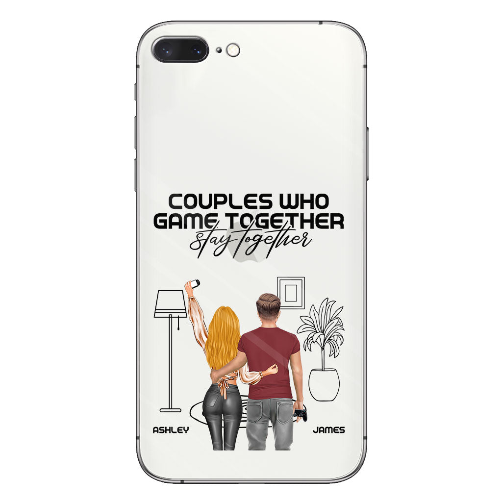 Les couples qui jouent ensemble restent ensemble - Coque de téléphone transparente personnalisée pour jeux vidéo