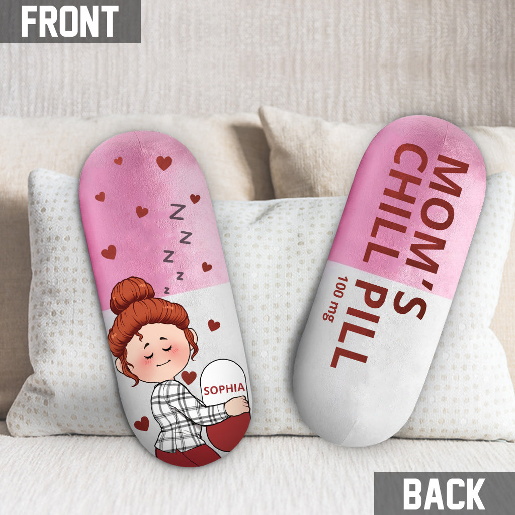 Mom's Chill Pill - Personalized Mother Shaped Pillow