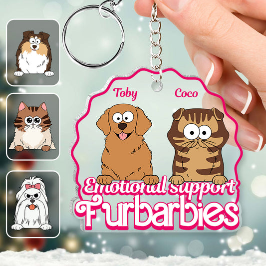 Emotionale Unterstützung – Geschenk für Hunde- und Katzenliebhaber – Personalisierter, transparenter Schlüsselanhänger