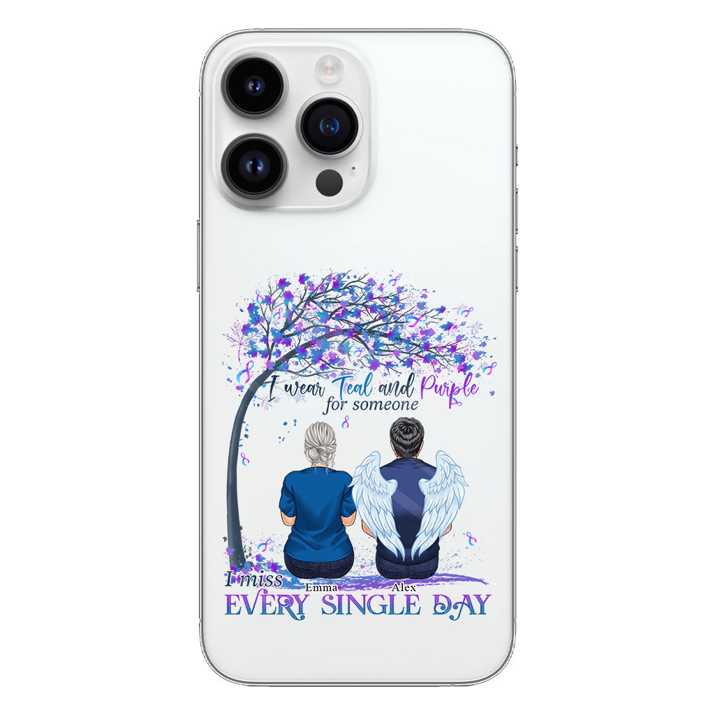 I Wear Teal And Purple - Personalized Suicide Prevention Clear Phone Case