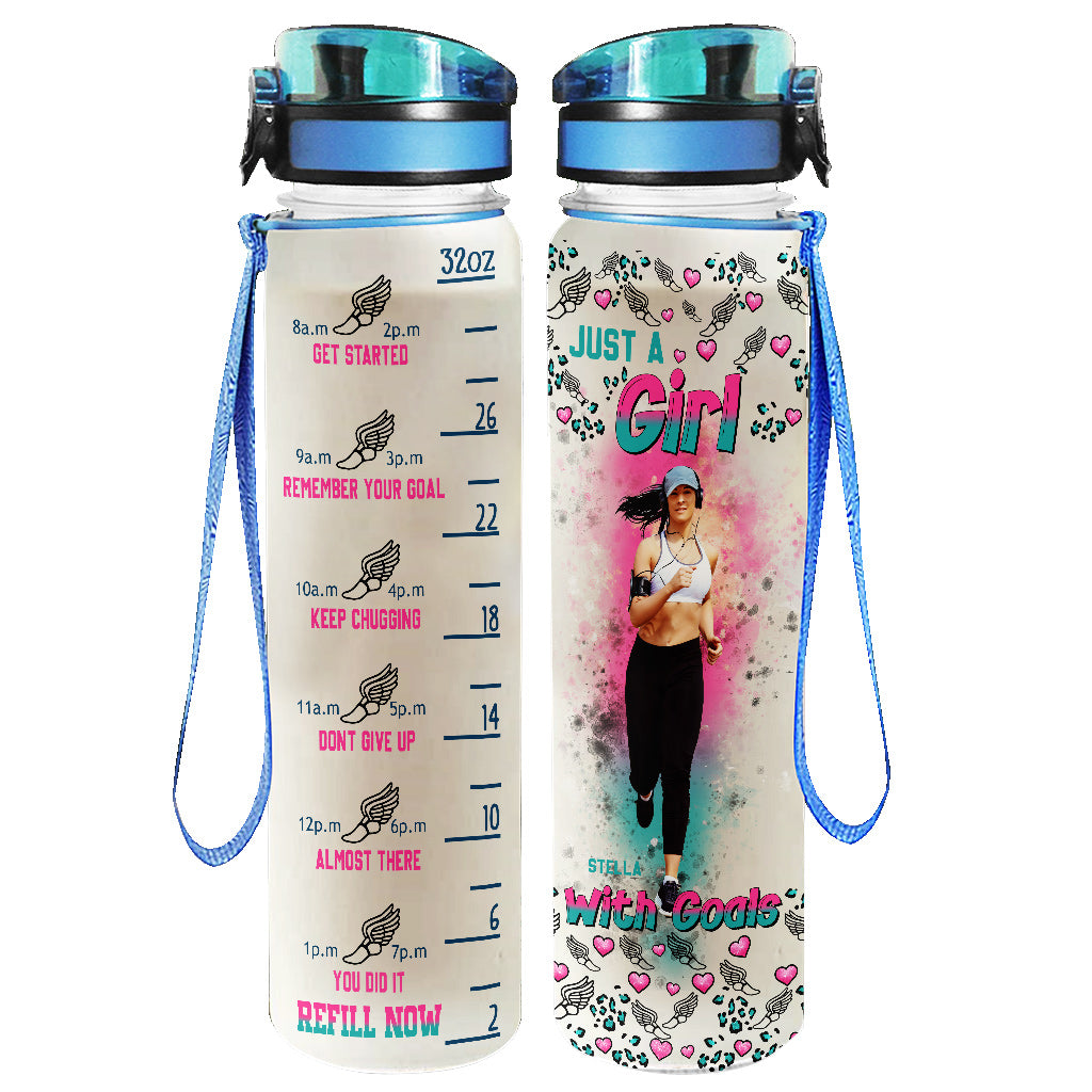 Juste une fille avec des objectifs - Gourde de suivi d'hydratation personnalisée pour la course à pied