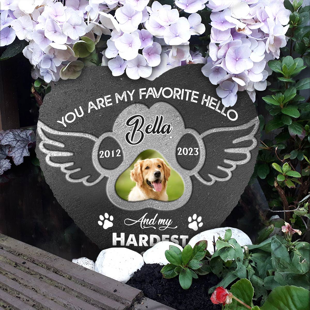 Beste Freunde werden nie vergessen – personalisierter herzförmiger Stein für Hunde