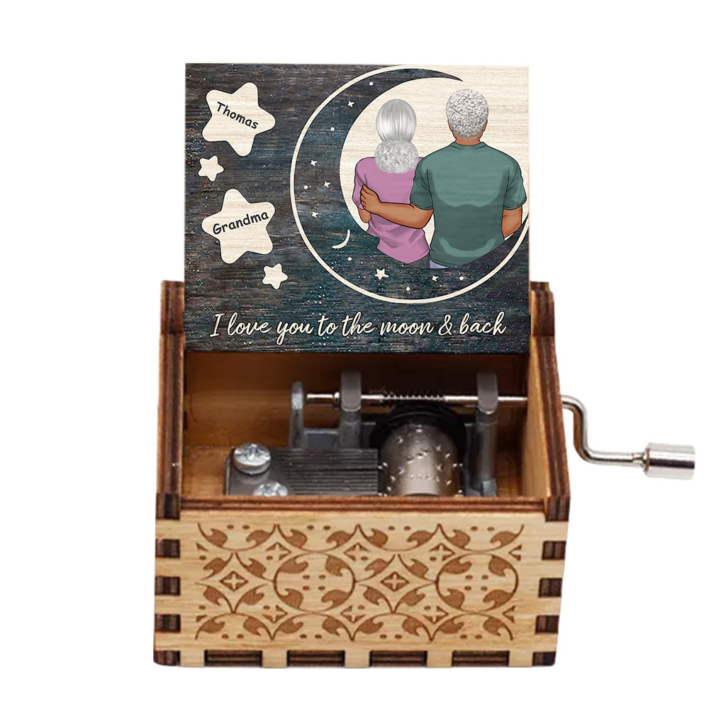 I Love You - Gift for mom, daughter, son, granddaughter, grandson, grandma - Personalized Hand Crank Music Box