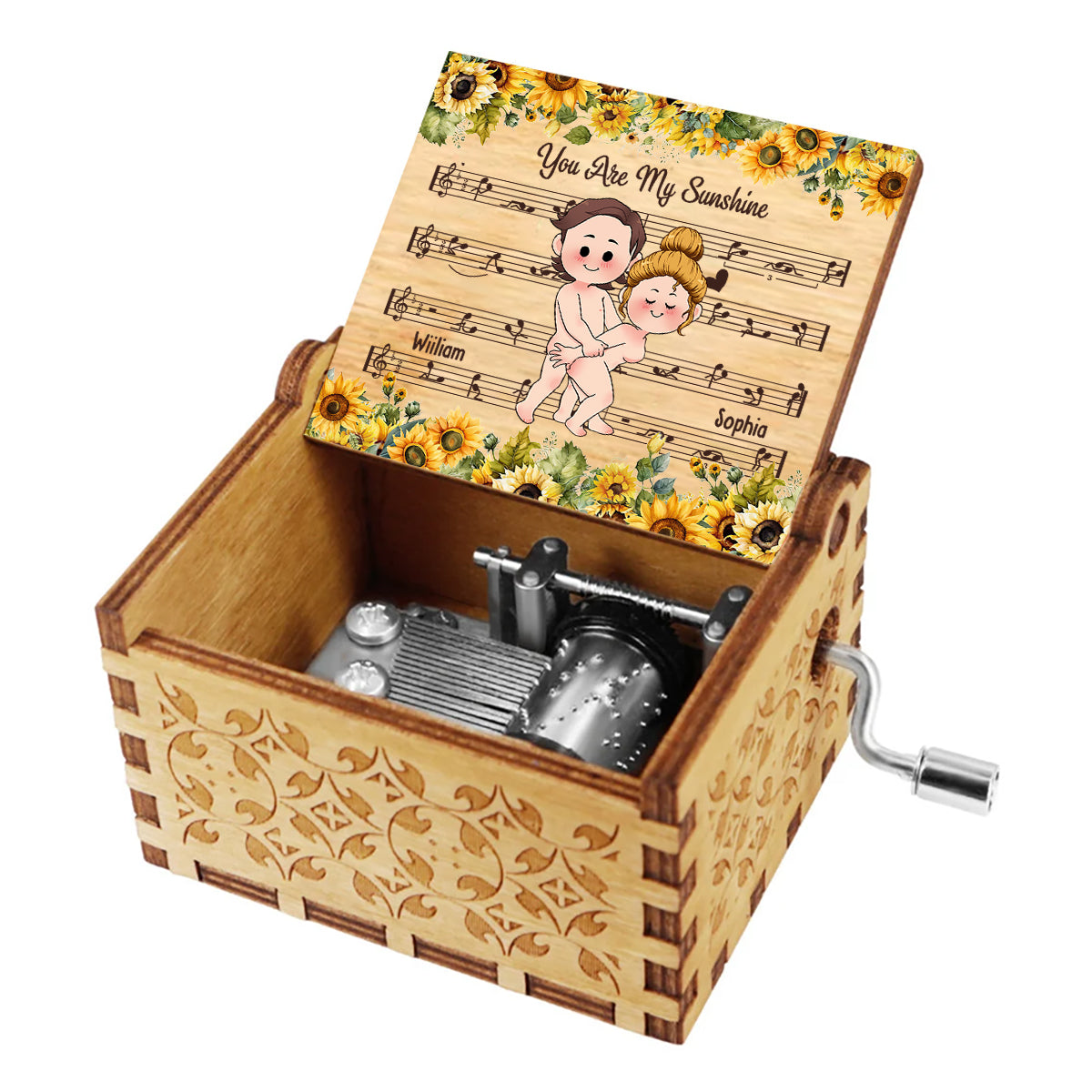 You Are My Sunshine - Personalized Couple Hand Crank Music Box