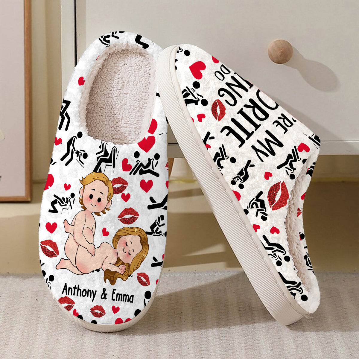You Are My Favorite Thing To Do - Personalized Couple Slippers