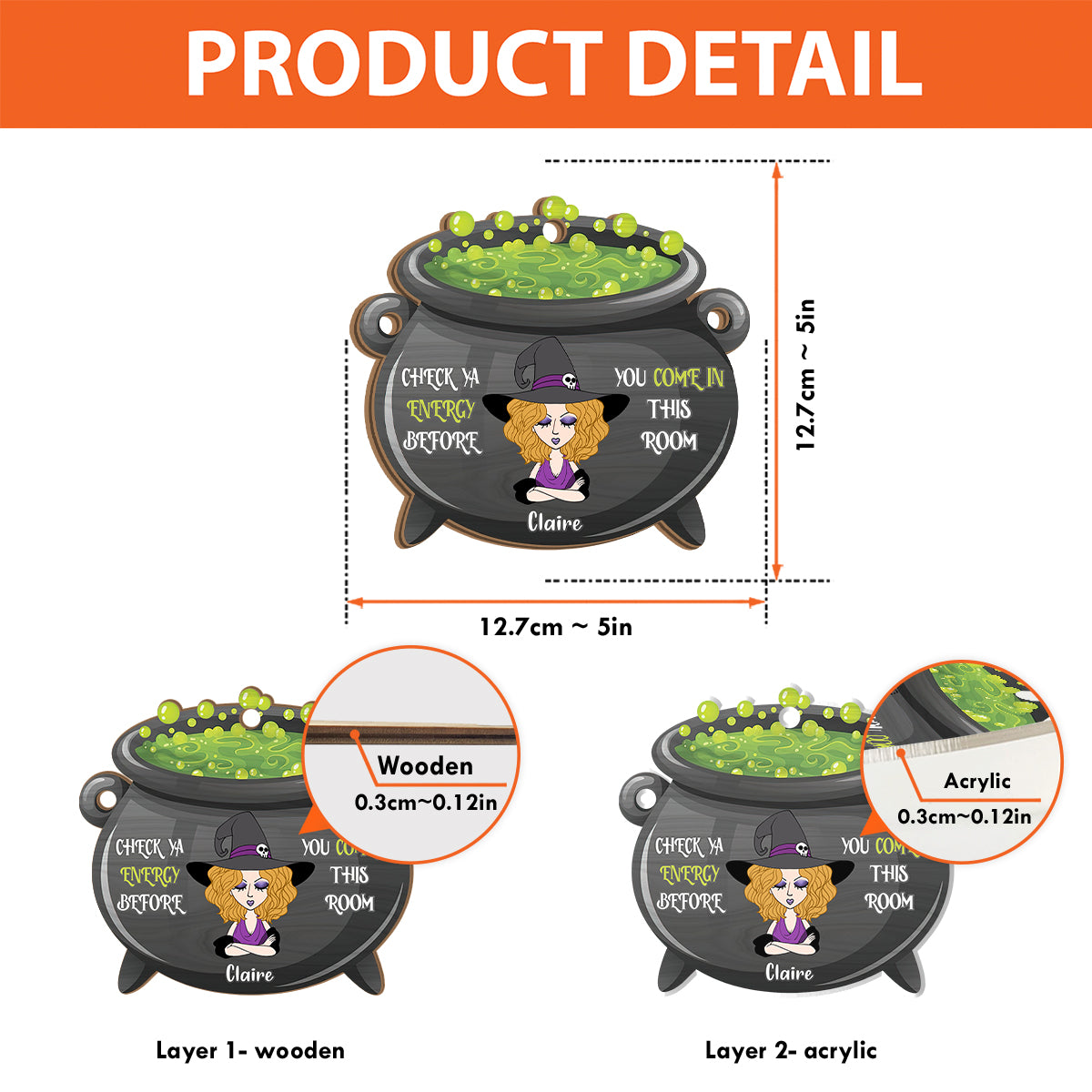 Check Ya Energy - Personalized Witch Suncatcher