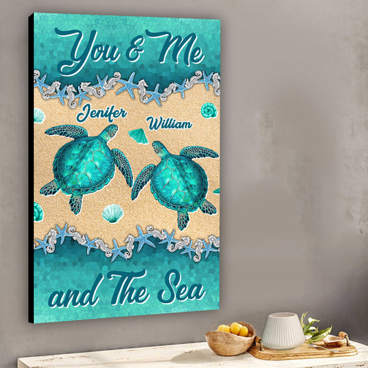 Salty Lil' Beach - Personalized Turtle Canvas And Poster