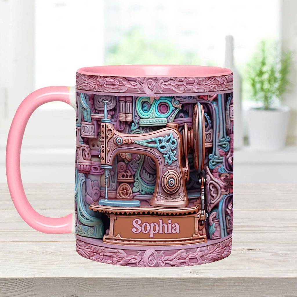 Nähbegeisterung – Personalisierte Tasse mit Nähmotiv
