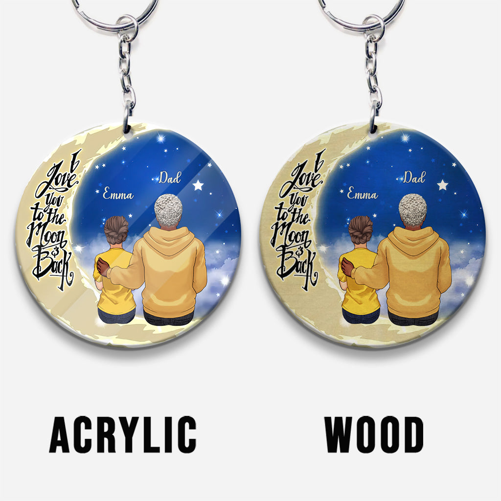 To The Moon And Back - Gift for grandma, mom, dad, grandpa - Personalized Keychain