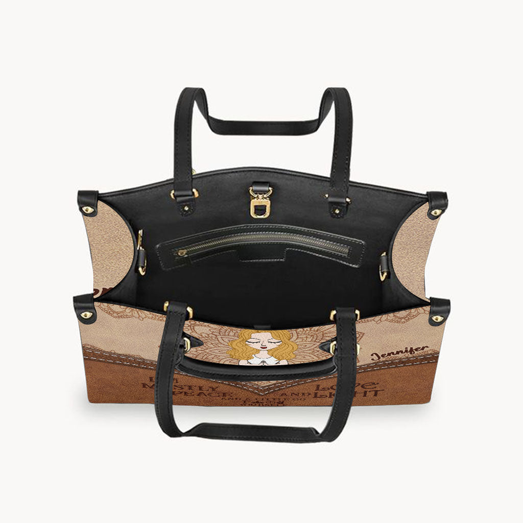 Je suis surtout la paix - Sac à main de yoga personnalisé en cuir