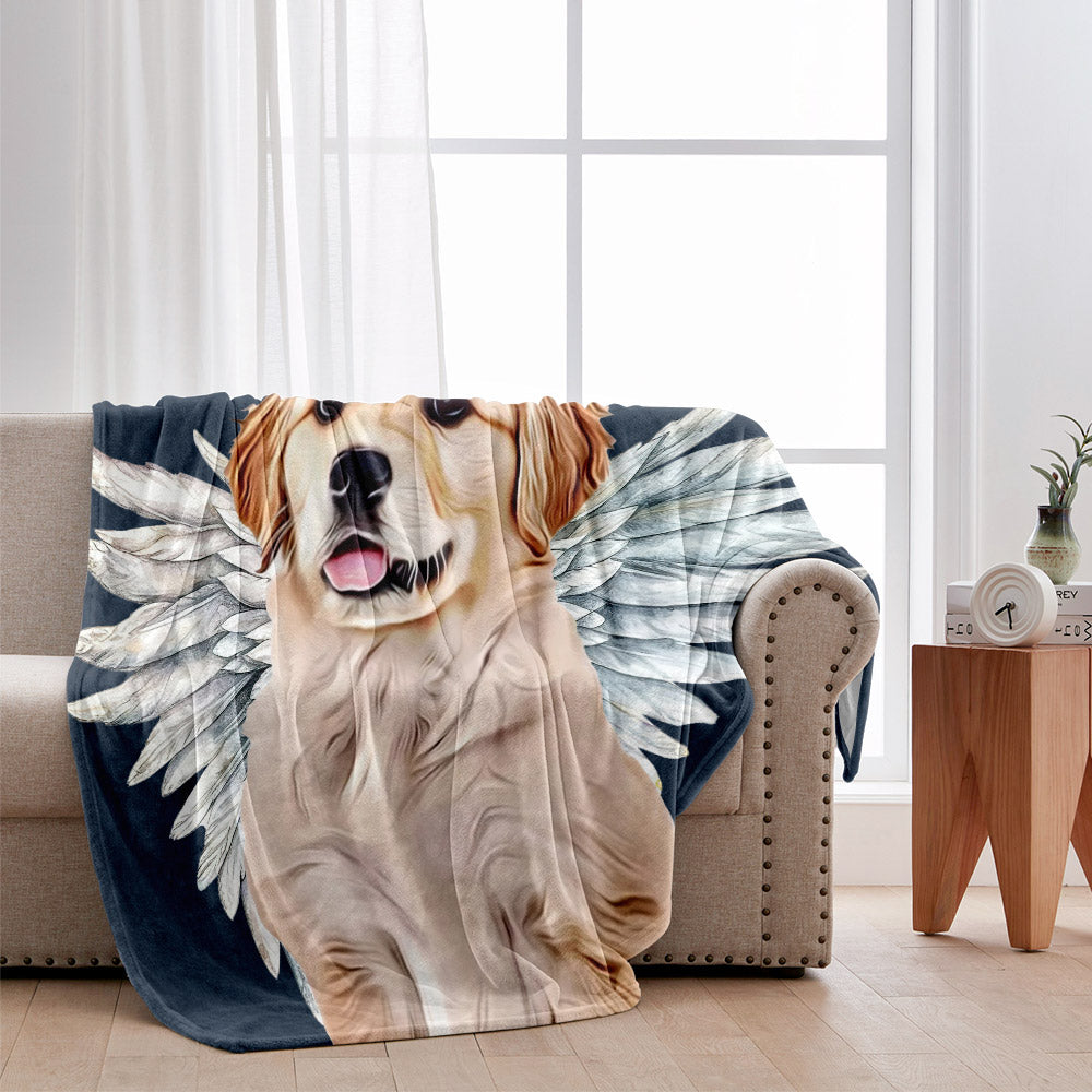 Engelsflügel für Hunde und Katzen – Geschenk für Hunde- und Katzenliebhaber, für Trauernde nach einem Hunde- oder Katzenverlust – Personalisierte Decke