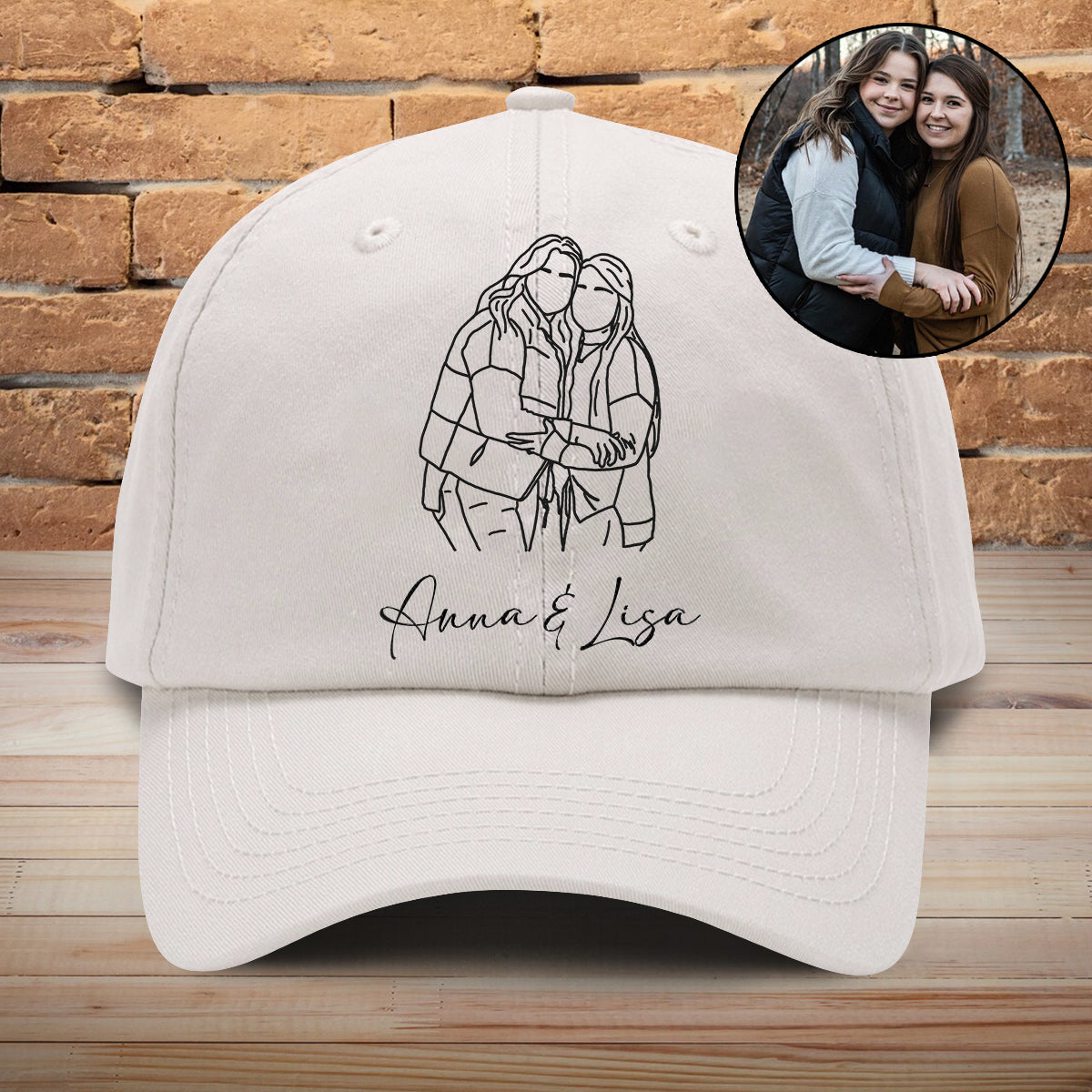 Casquette classique brodée personnalisée avec photo pour frères et sœurs