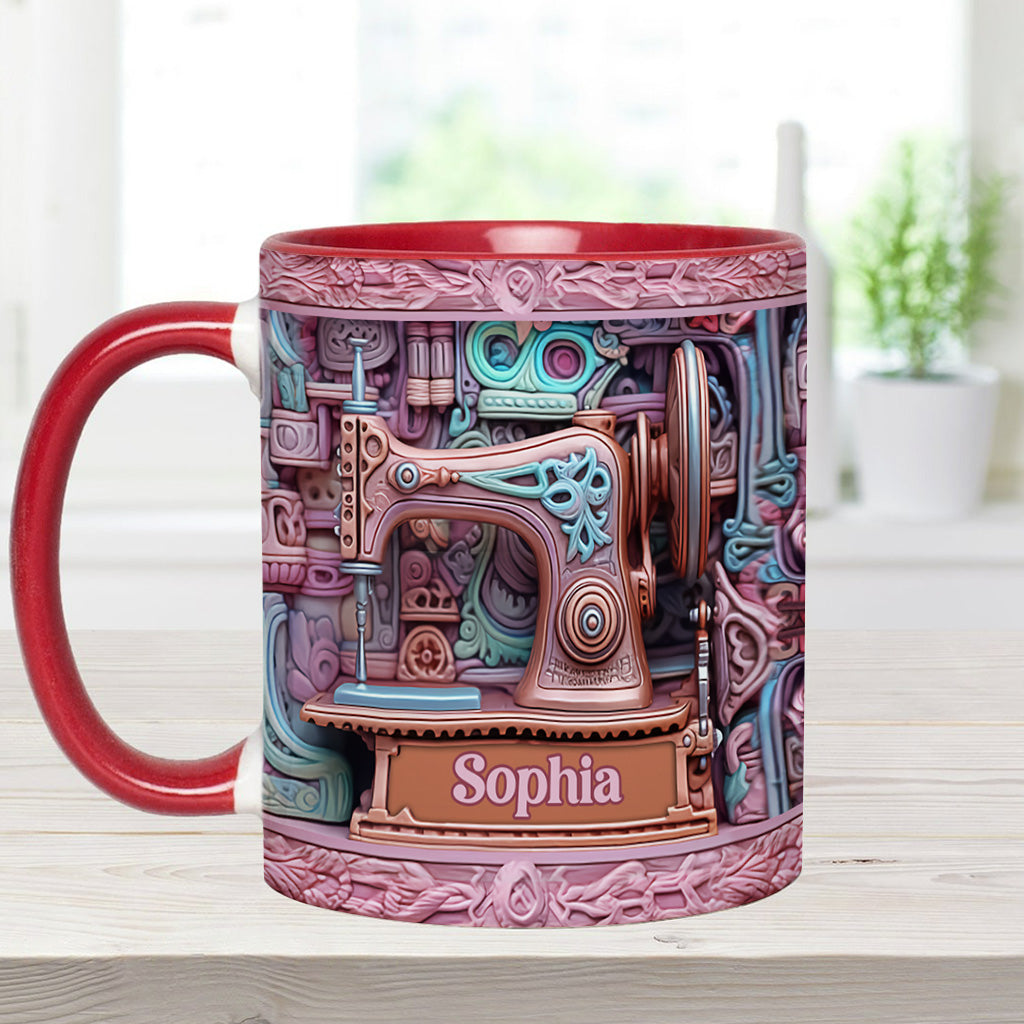Nähbegeisterung – Personalisierte Tasse mit Nähmotiv