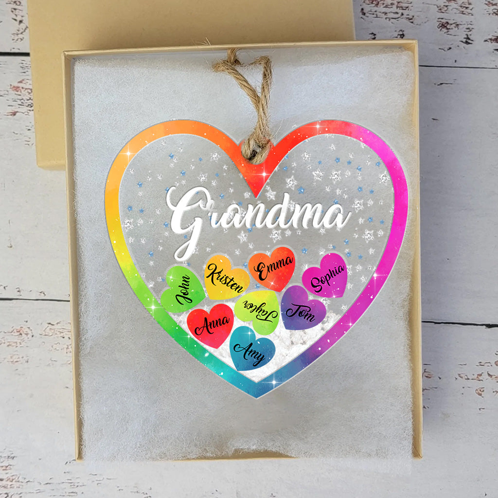 Grand-mère et petits-enfants - Cadeau pour grand-mère - Ornement à secouer personnalisé à 3 couches