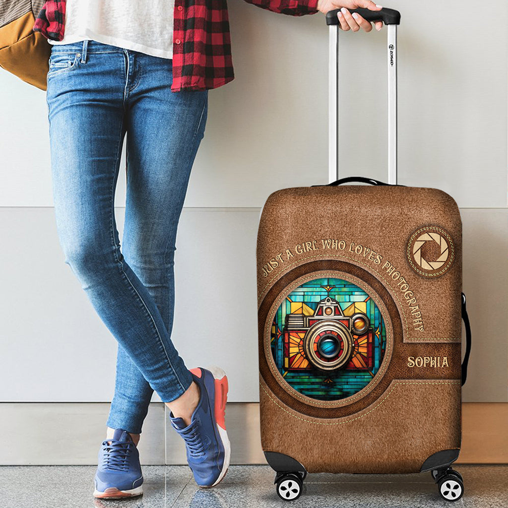 Une fille passionnée de photographie - Housse de valise personnalisée avec photo