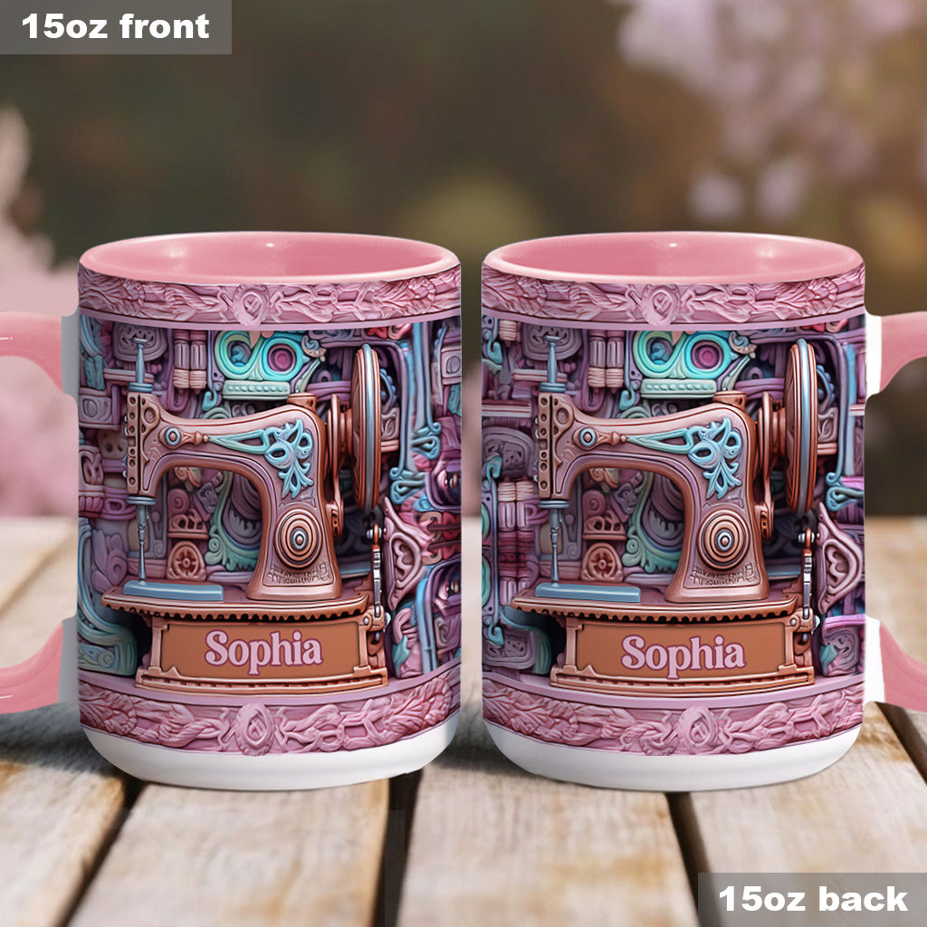 Nähbegeisterung – Personalisierte Tasse mit Nähmotiv