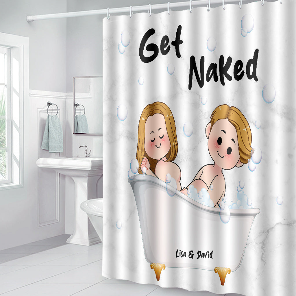 Get Naked - Personalized Couple Bathroom Curtain & Mats Set