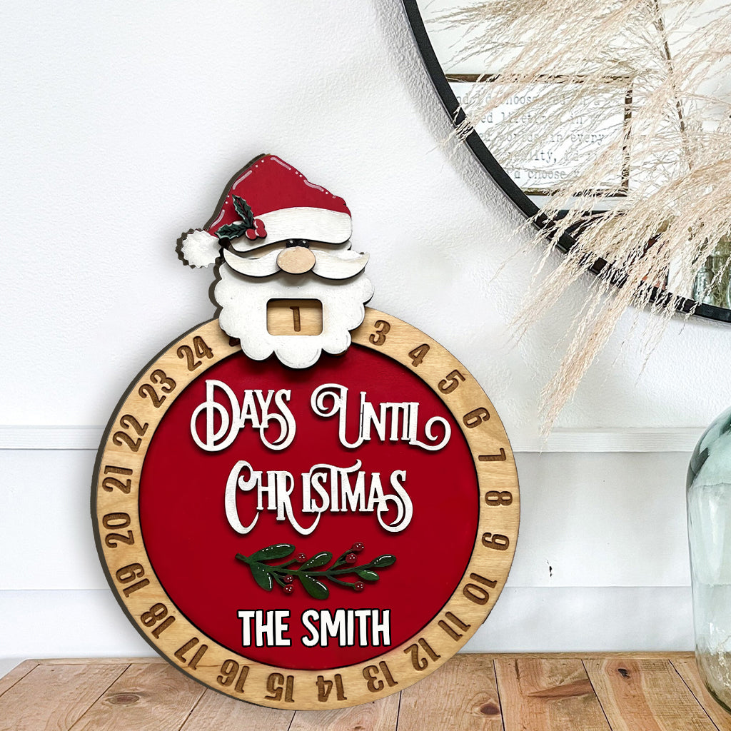 Tage bis Weihnachten – Personalisiertes Holzschild mit Countdown für die ganze Familie (1 Tag)