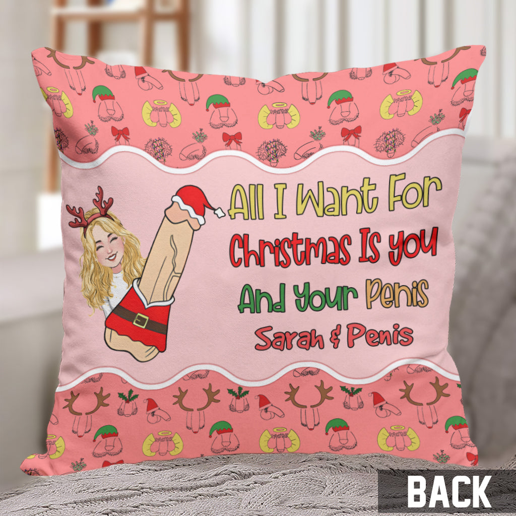 All I Want For Christmas - Personalized Couple Throw Pillow