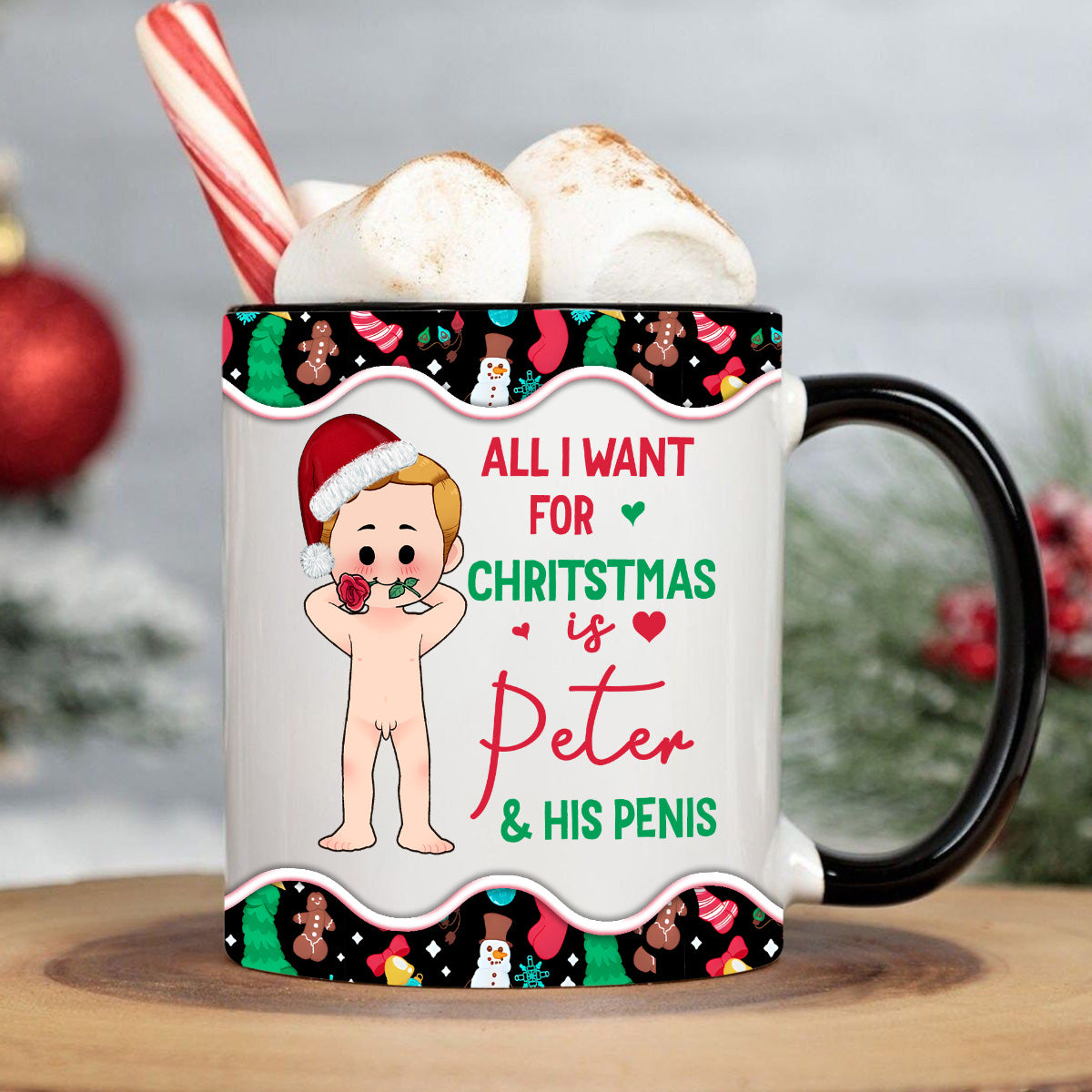 All I Want For Christmas - Personalized Couple Accent Mug