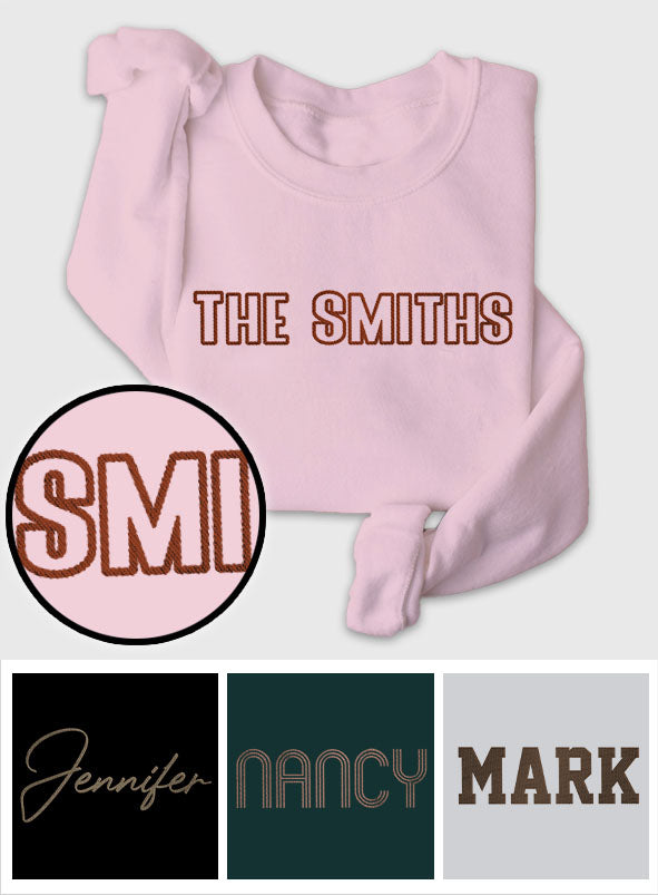 Personalisierter Familienpullover mit Stickerei – Individueller Name