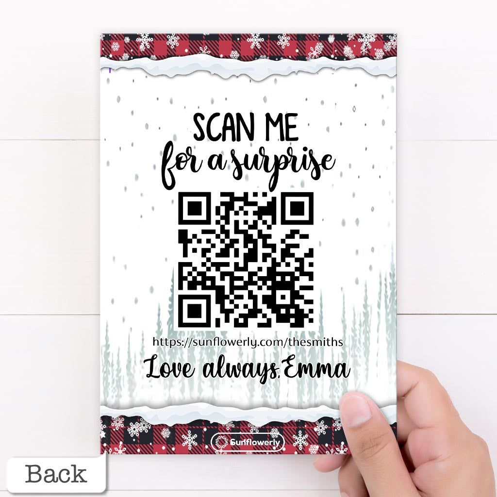 Merry Christmas Snowman - Personalized QR Greeting Card
