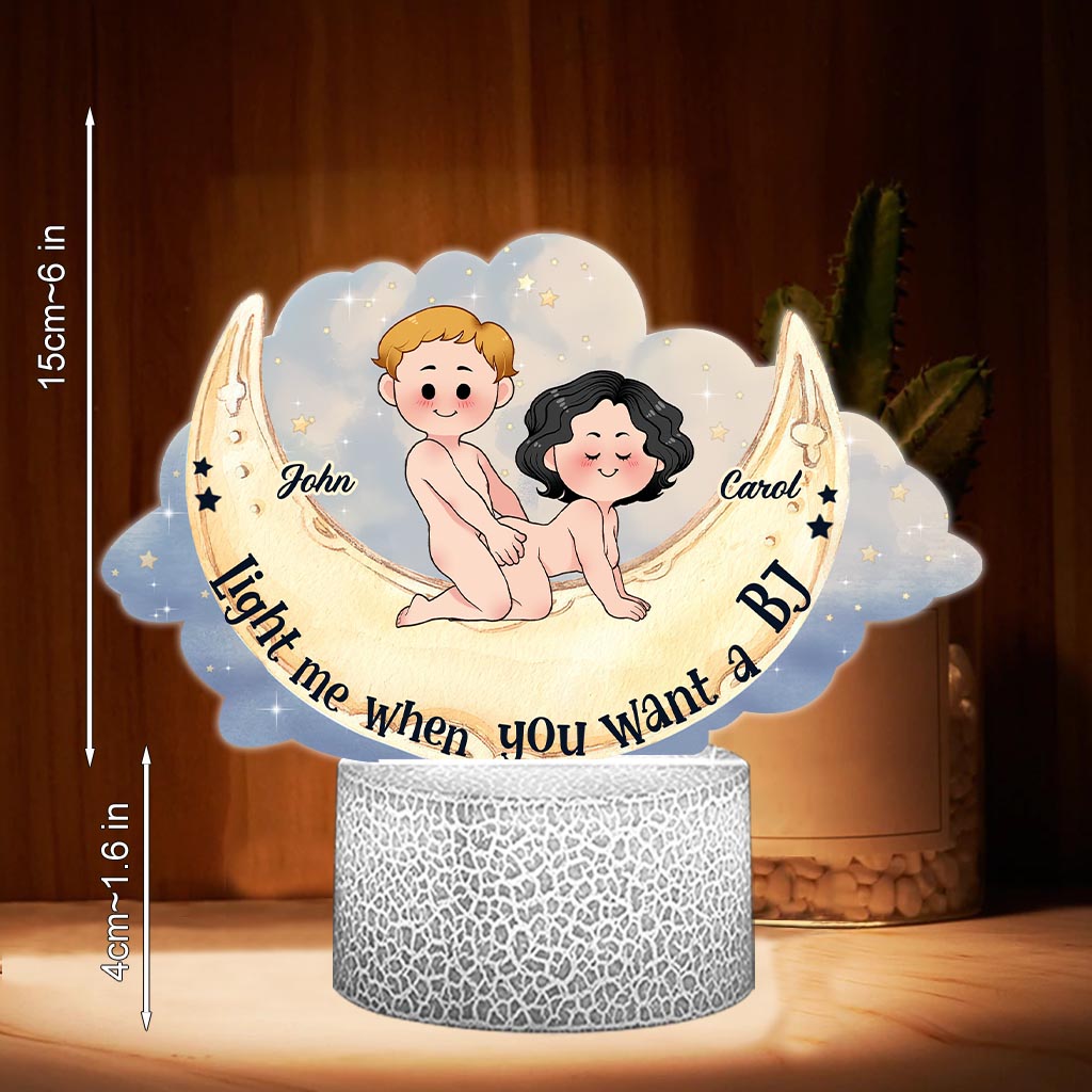 Light Me When You Want A BJ - Personalized Couple Shaped Plaque Light Base