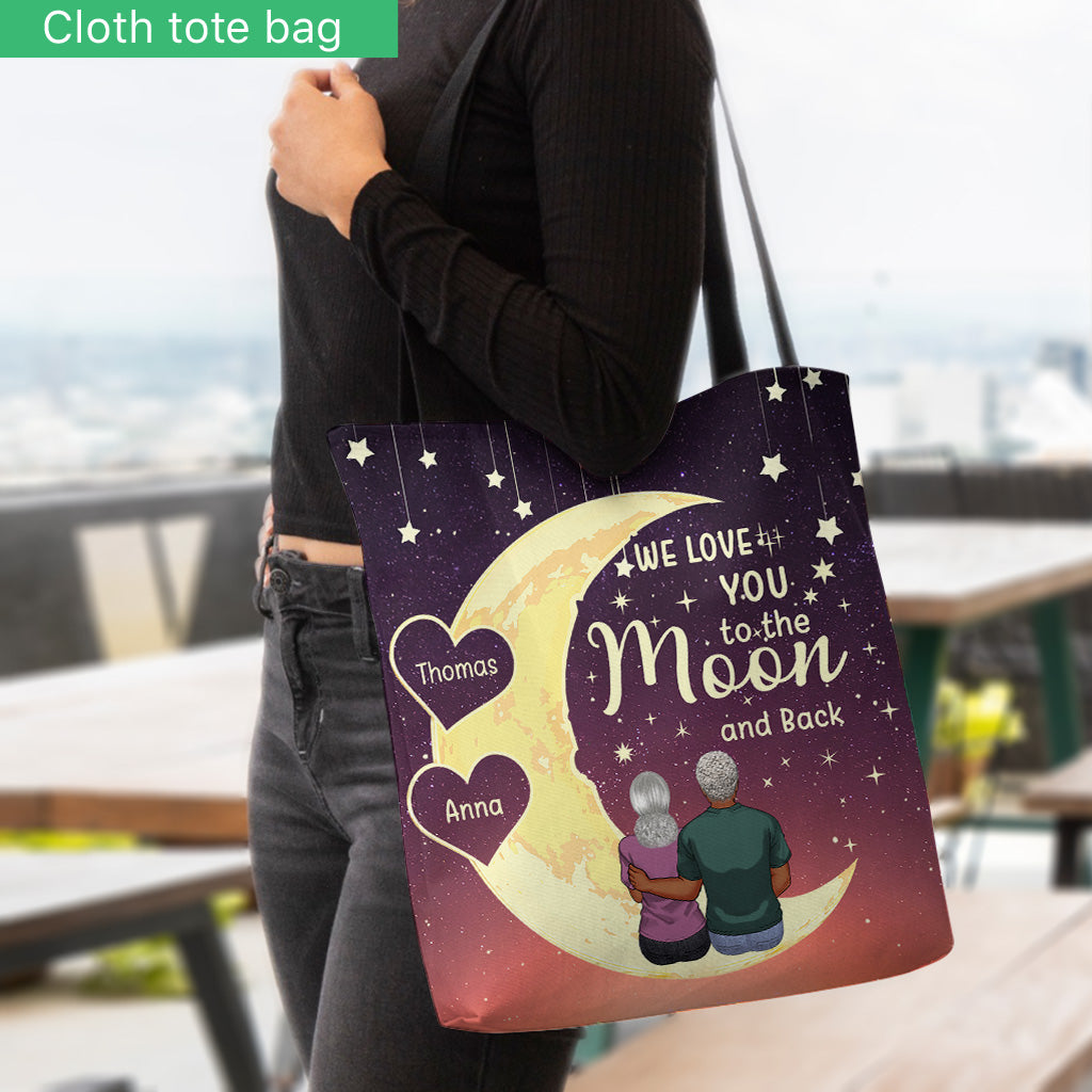 Bis zum Mond und zurück – Geschenk für Oma, Mutter, Tochter, Enkelin – Personalisierte Tragetasche
