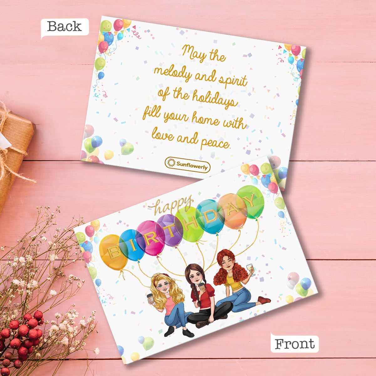 Birthday Balloon With Personlized Portrait - Personalized Greeting Card