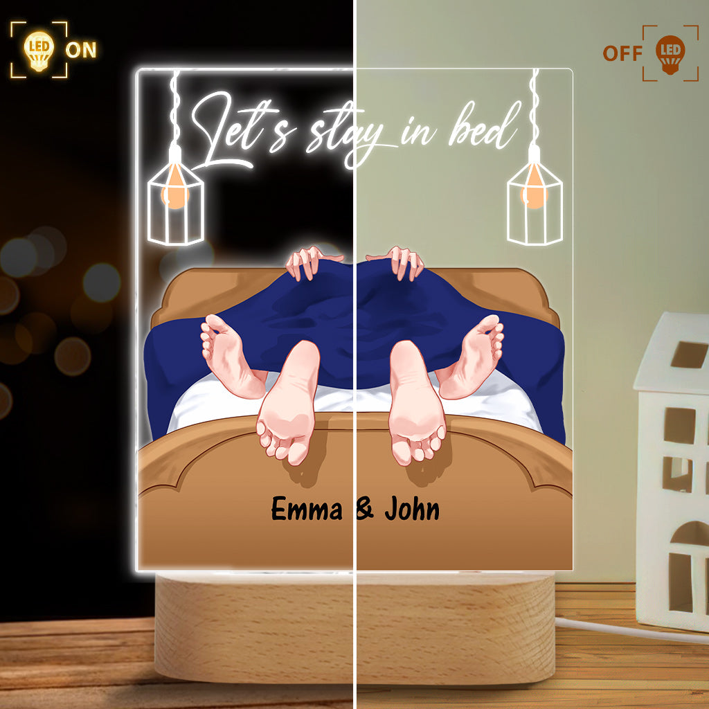 Let's Stay In Bed - Personalized Couple Shaped Plaque Light Base