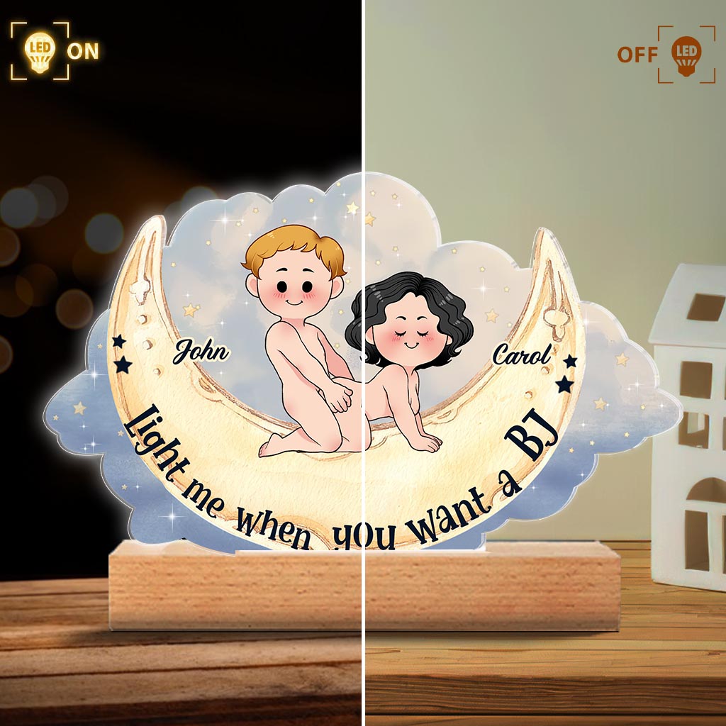 Light Me When You Want A BJ - Personalized Couple Shaped Plaque Light Base
