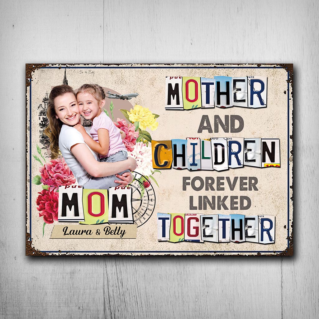 Forever Linked Together - Gift for mom, daughter, son - Personalized Rectangle Metal Sign
