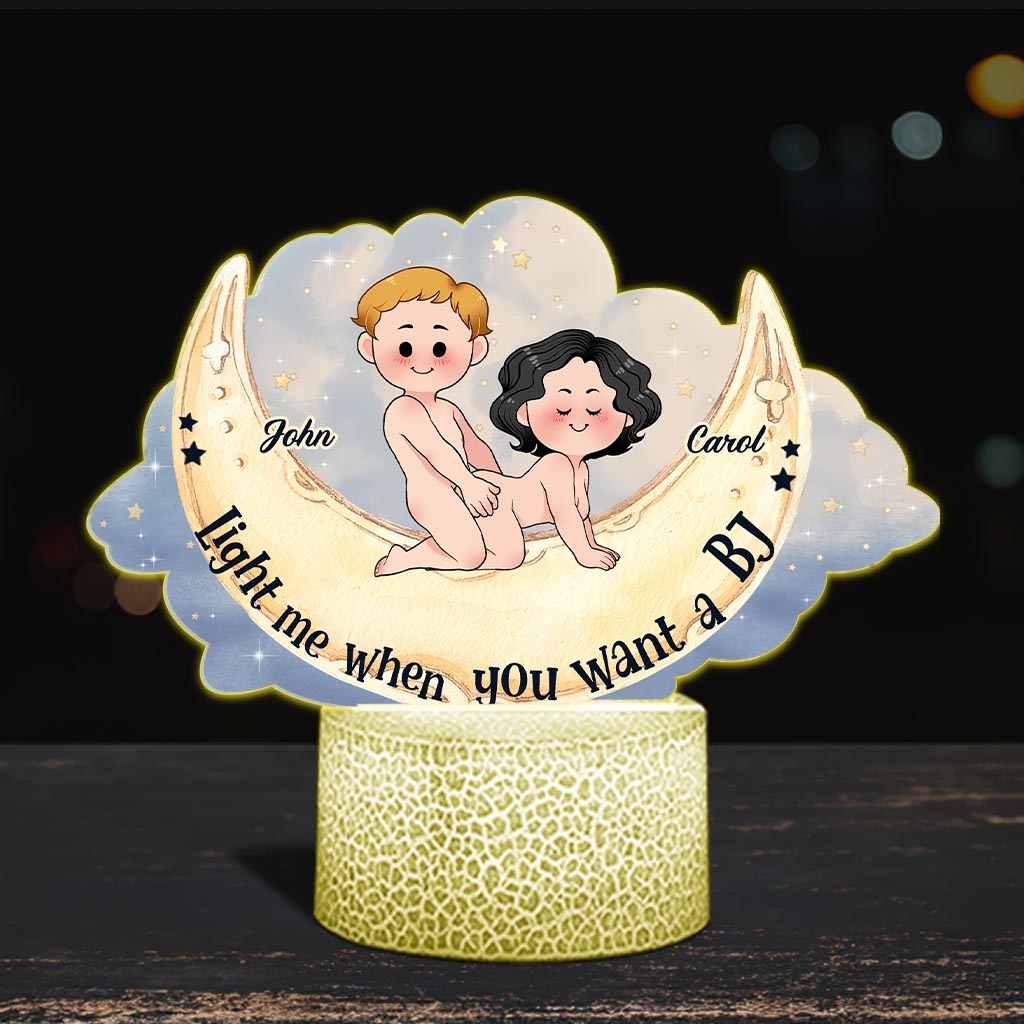 Light Me When You Want A BJ - Personalized Couple Shaped Plaque Light Base