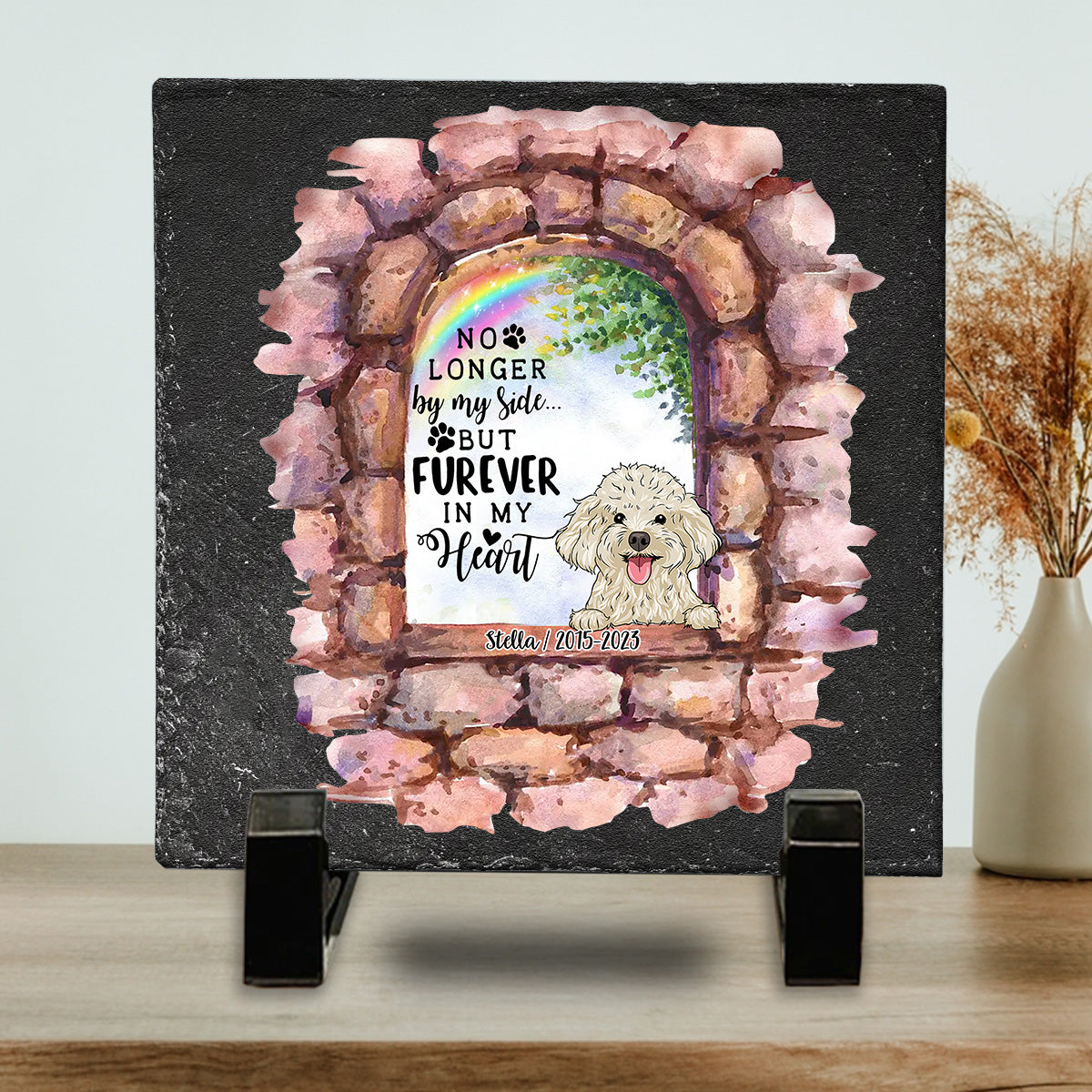 Plus à mes côtés - Pierre carrée personnalisée pour chien