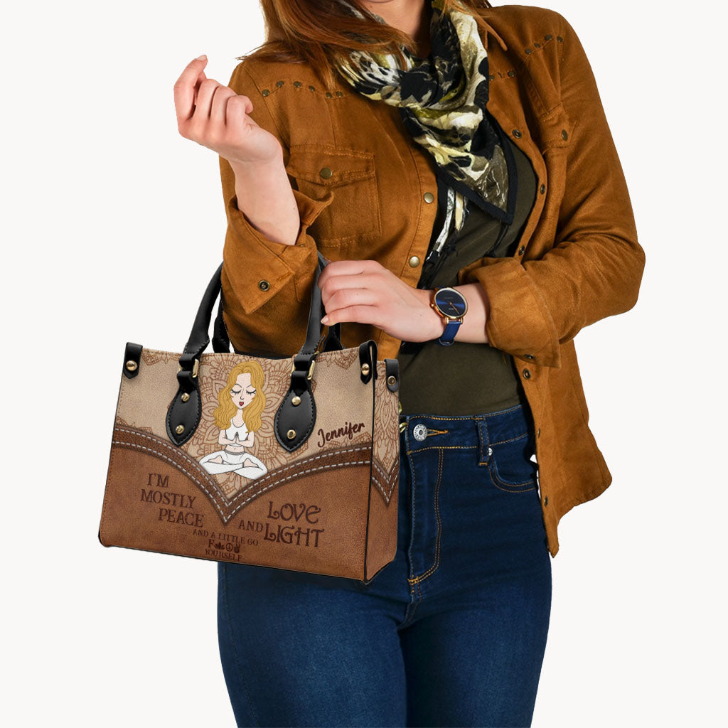 Je suis surtout la paix - Sac à main de yoga personnalisé en cuir