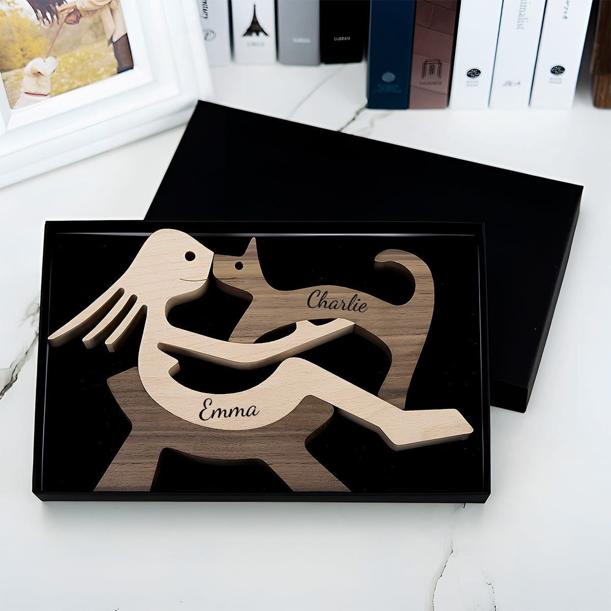 Vous, moi et le chien - Figurines décoratives personnalisées pour couples