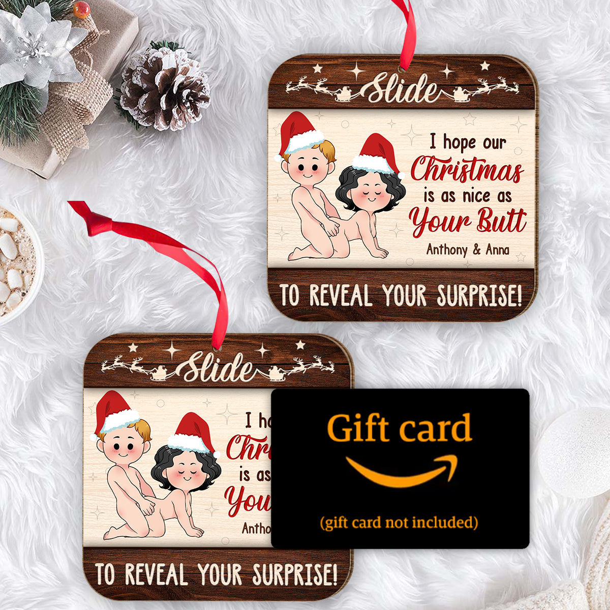 I Hope Our Christmas Is As Nice As Your Butt - Personalized Couple 2 Layered Piece Ornament