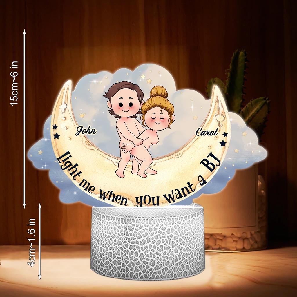 Light Me When You Want A BJ - Personalized Couple Shaped Plaque Light Base