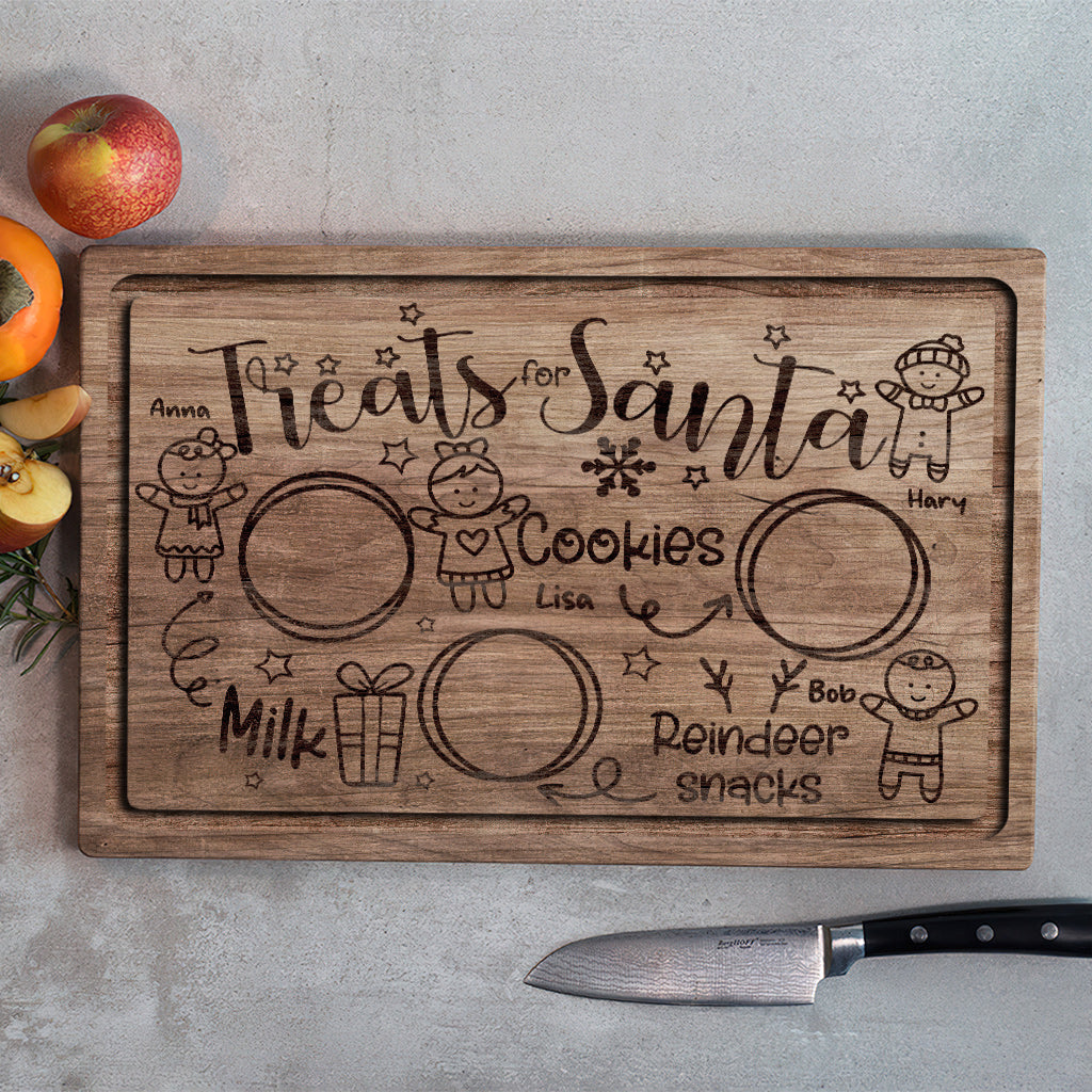 Des gourmandises pour le Père Noël - Planche à découper familiale personnalisée