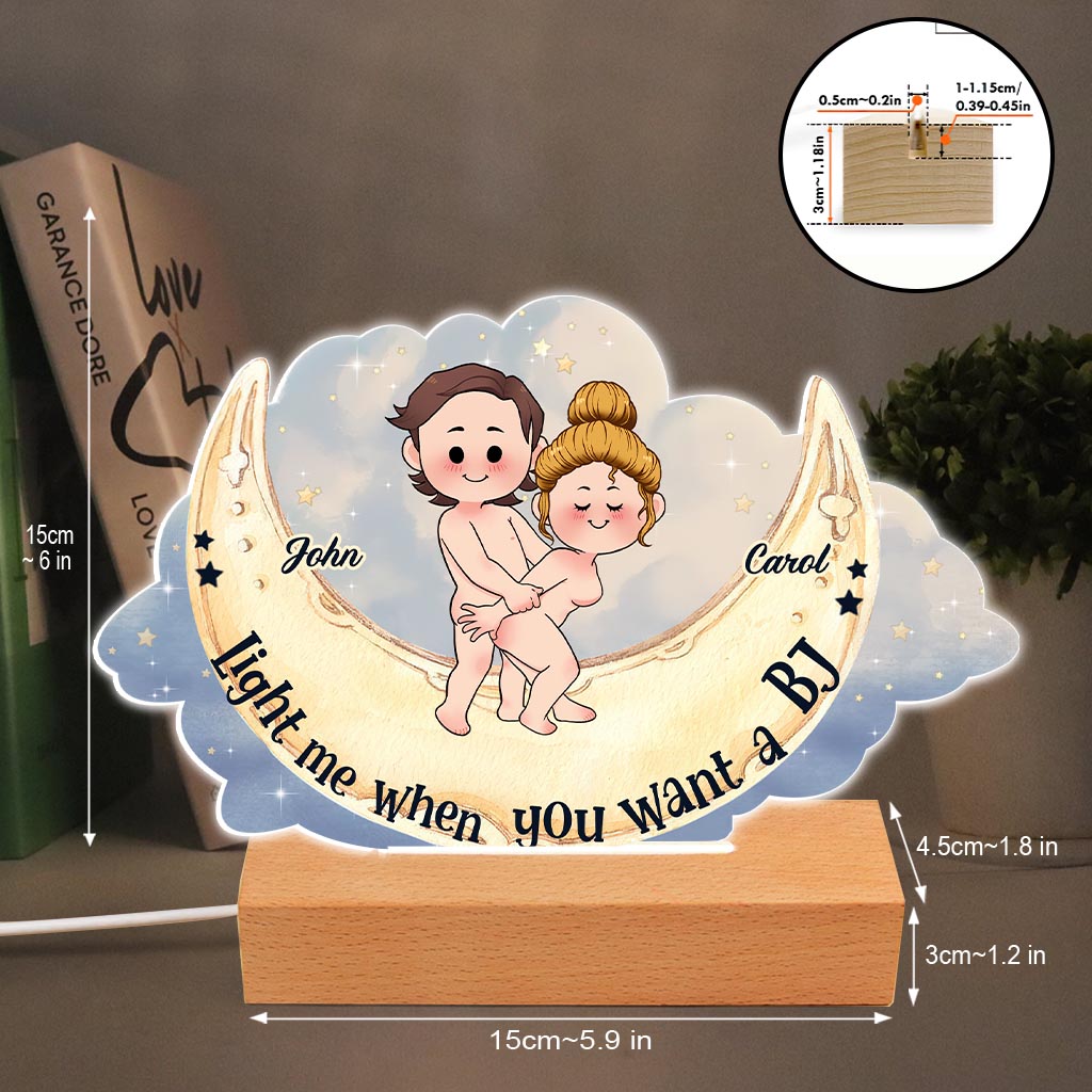 Light Me When You Want A BJ - Personalized Couple Shaped Plaque Light Base
