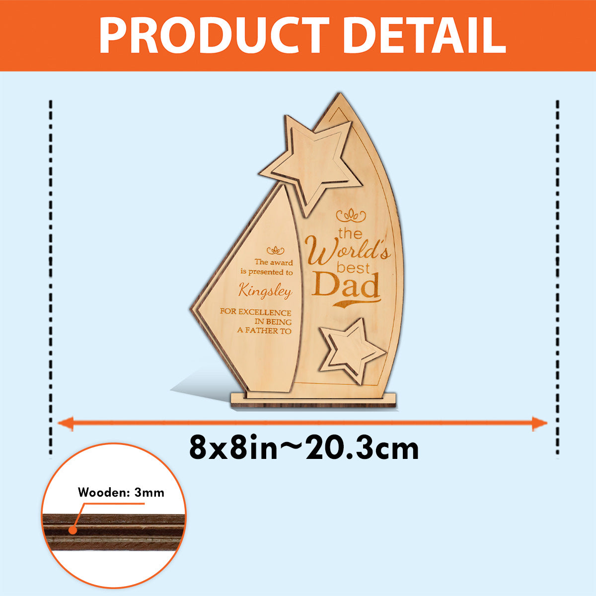 Dad's Trophy - Personalized Father 3 Layered Big Freestanding