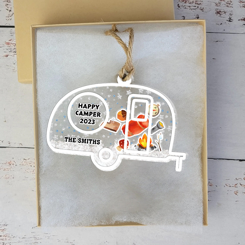 Fröhliche Weihnachten für alle Camper – Personalisierter Camping-Weihnachtsbaumschmuck, 3-lagig