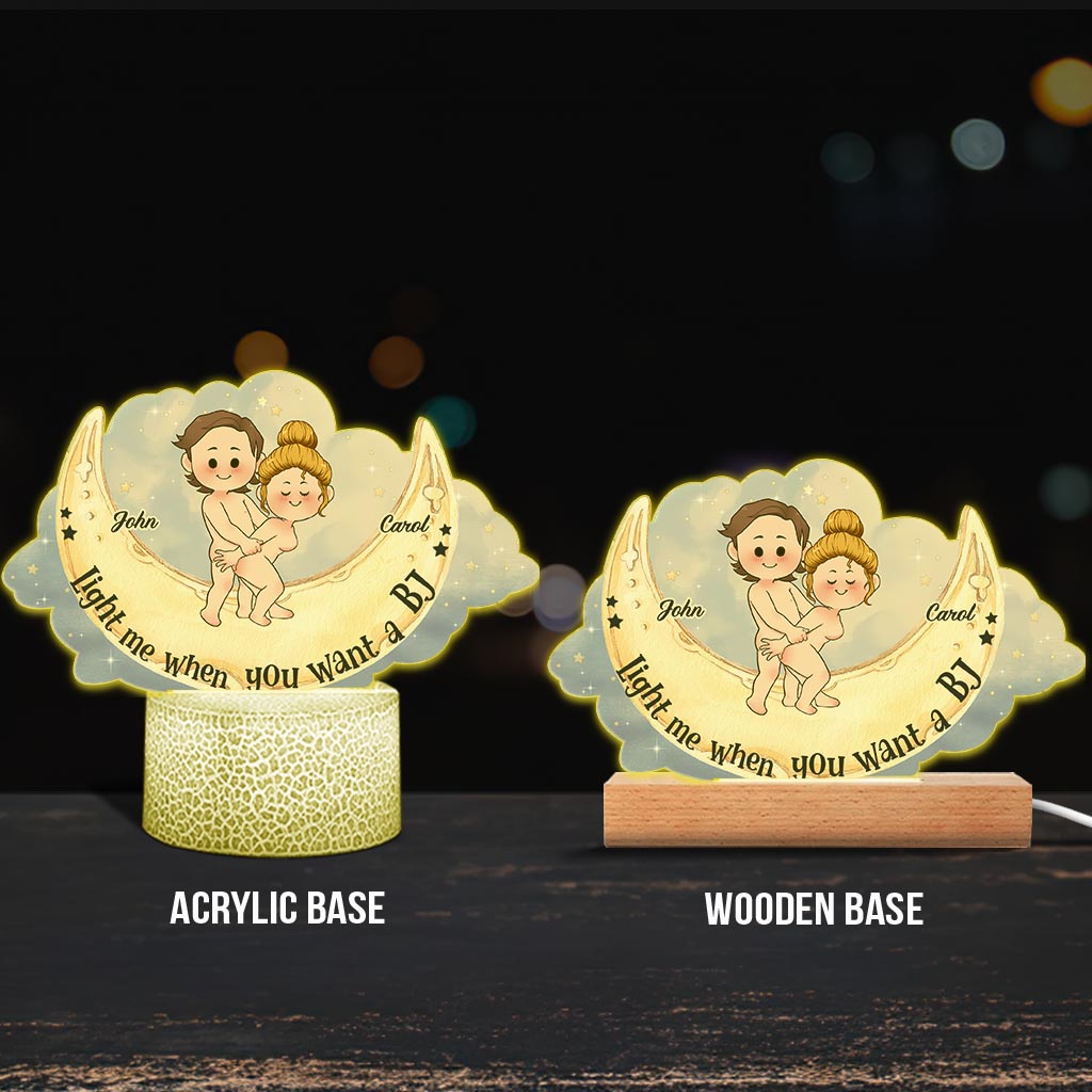 Light Me When You Want A BJ - Personalized Couple Shaped Plaque Light Base