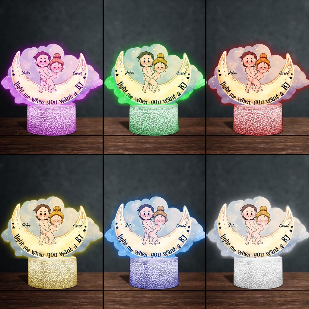Light Me When You Want A BJ - Personalized Couple Shaped Plaque Light Base